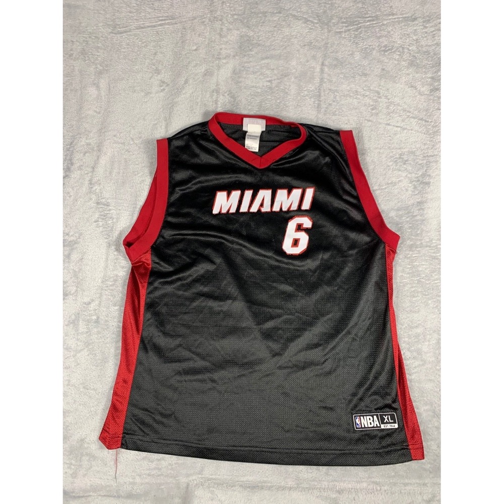 2010s NBA LeBron James Miami Heat #6 Basketball Jersey Youth XL 18-20 Black
